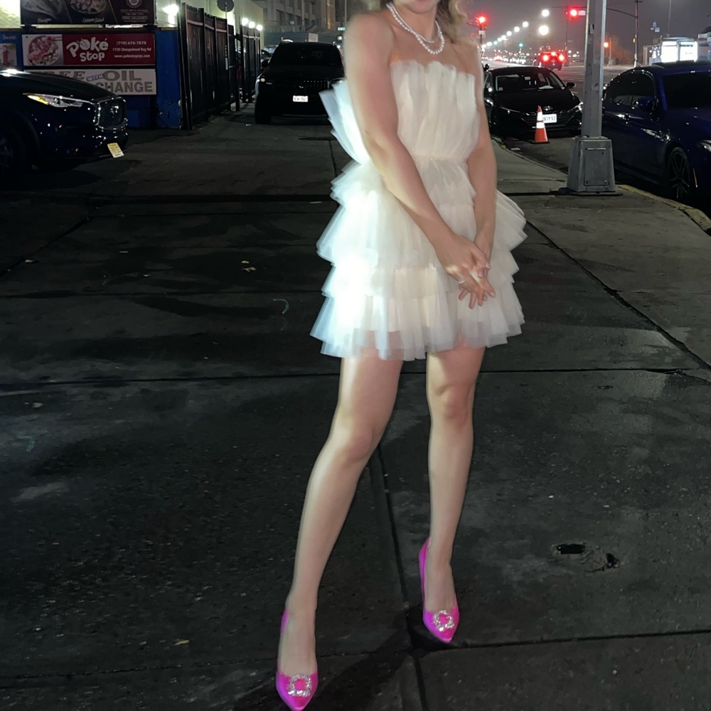 white mini dress